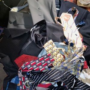 3 suit jackets, 1 vest, 14 ties.